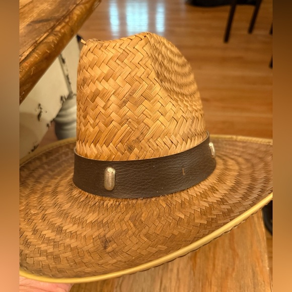 Stylish Made in Mex Straw Cowboy Hat with Brown Band 8 inch opening - Picture 2 of 5